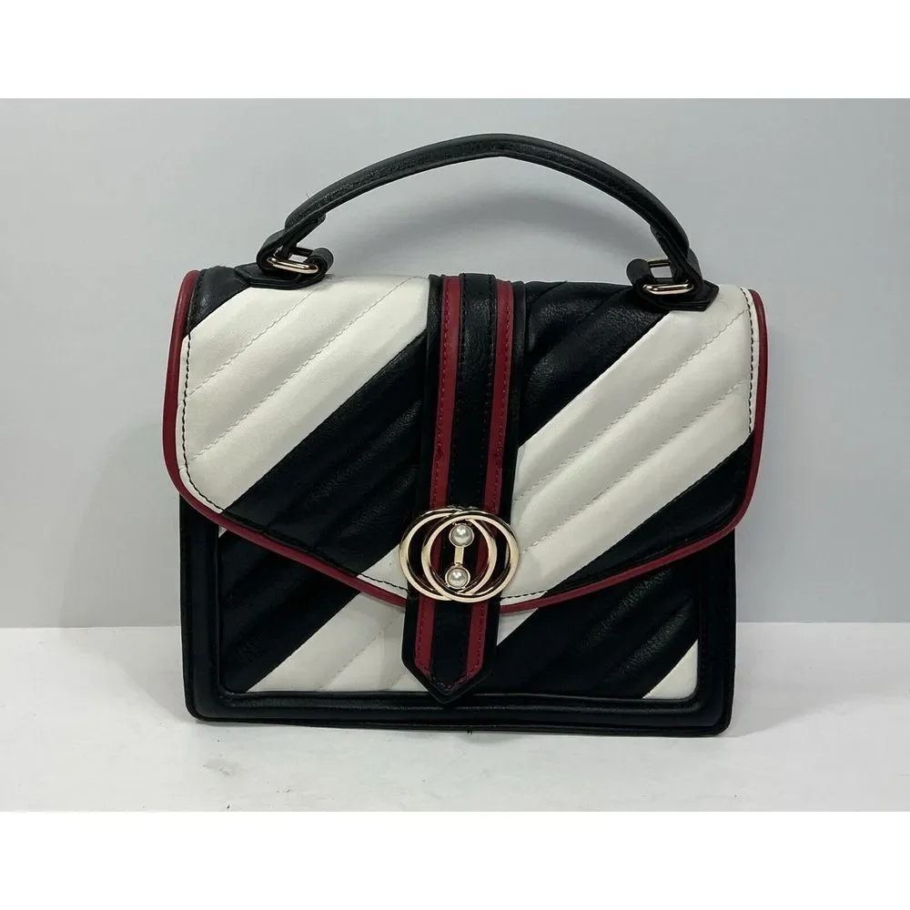 Aldo‎ Womens HandBag Purse Retro Modern Black White Red Pocketbook